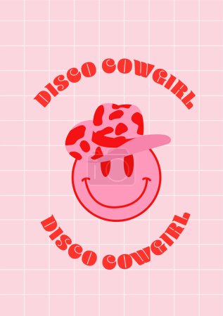 Photo for Disco cowgirl cartoon smile - Royalty Free Image