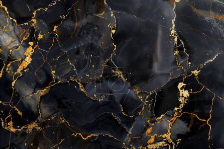 Photo for Abstract colorful black marble textured background with golden blotches - Royalty Free Image