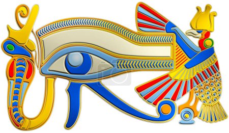 Téléchargez les photos : Eye of Horus, ancient egyptian symbol, coloured 3d illustration - en image libre de droit