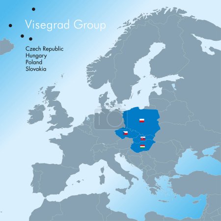 Ilustración de Mapa y banderas del acuerdo del Grupo Visegrd, Europa, archivo vectorial, ilustración - Imagen libre de derechos