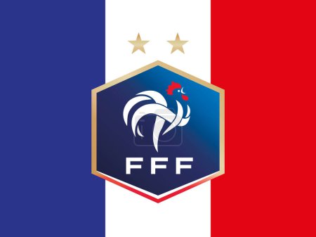 Illustration for Coat of arms of the French Football Federation FFF on the French flag, vector illustration - Royalty Free Image