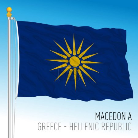 Illustration for Macedonia regional flag, Greece, European Union, vector illustration - Royalty Free Image