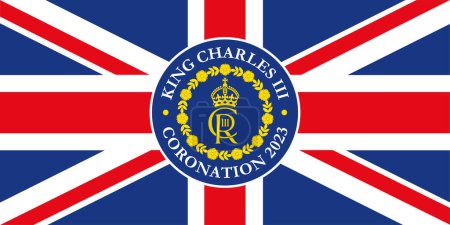 Ilustración de Charles Third Coronation fantasy flag, United Kingdom, vector illustration - Imagen libre de derechos