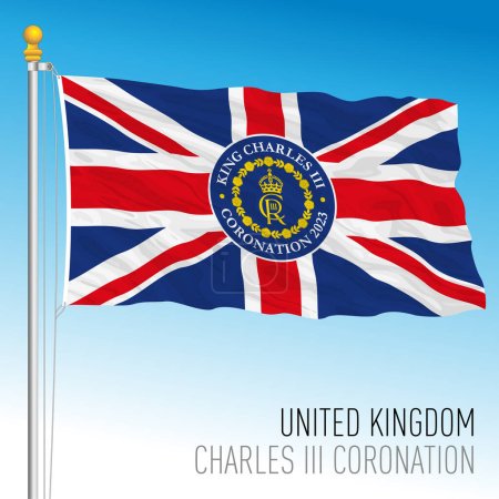 Ilustración de Charles Third Coronation fantasy flag, United Kingdom, vector illustration - Imagen libre de derechos