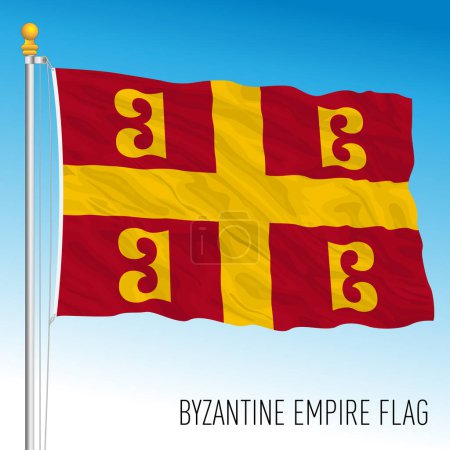 Ilustración de Byzantine Empire flag, ancient european country, vector illustration - Imagen libre de derechos