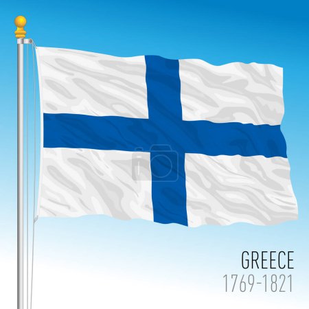 Ilustración de Greece historical flag, 1769-1821, european country, vector illustration - Imagen libre de derechos