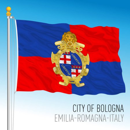 Téléchargez les illustrations : Bologne, Italie, drapeau de la ville, région Emilie-Romagne, Italie, illustration vectorielle - en licence libre de droit