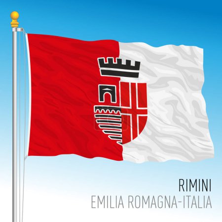 Téléchargez les illustrations : Drapeau Rimini de la ville avec armoiries, Emilie-Romagne, Italie, illustration vectorielle - en licence libre de droit