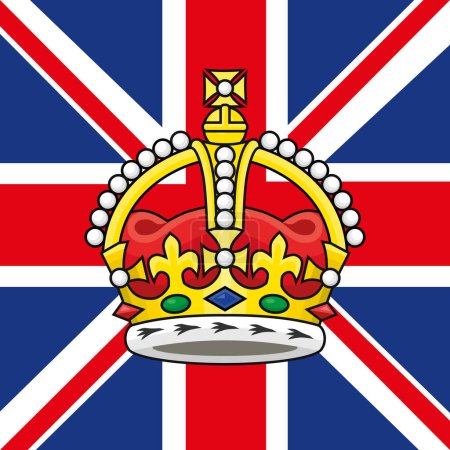 Charles III troisième symbole sur le drapeau britannique, Royaume-Uni, illustration vectorielle