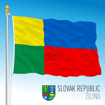 Ilustración de Eslovaquia, Región de Zilina bandera y escudo de armas, ilustración vectorial - Imagen libre de derechos