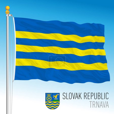 Ilustración de Eslovaquia, Región de Trnava bandera y escudo de armas, ilustración vectorial - Imagen libre de derechos