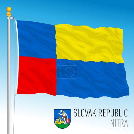 Ilustración de Eslovaquia, Región de la bandera de Nitra y escudo de armas, ilustración vectorial - Imagen libre de derechos