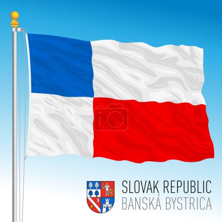 Téléchargez les illustrations : Slovaquie, Région de Banska Bystrica drapeau et armoiries, illustration vectorielle - en licence libre de droit