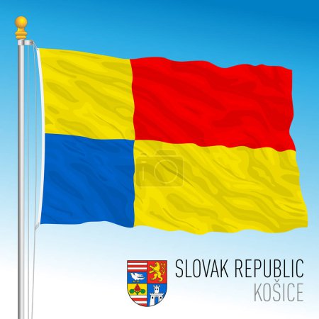 Téléchargez les illustrations : Slovaquie, Région de Kosice drapeau et armoiries, illustration vectorielle - en licence libre de droit