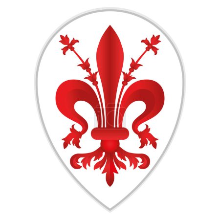 Ilustración de Florencia, escudo de armas con símbolo de lirio, Italia, ilustración vectorial - Imagen libre de derechos