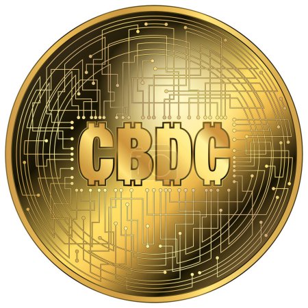 Illustration for CBDC digital currency fantasy token coin, vector illustration - Royalty Free Image