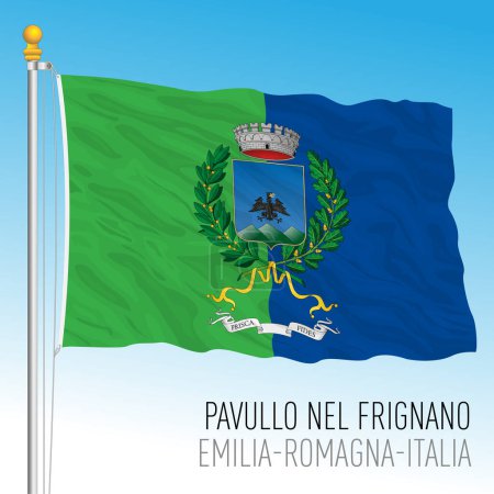Illustration for Pavullo nel Frignano, flag with coat of arms of the city, province of Modena, Italy, vector illustration - Royalty Free Image