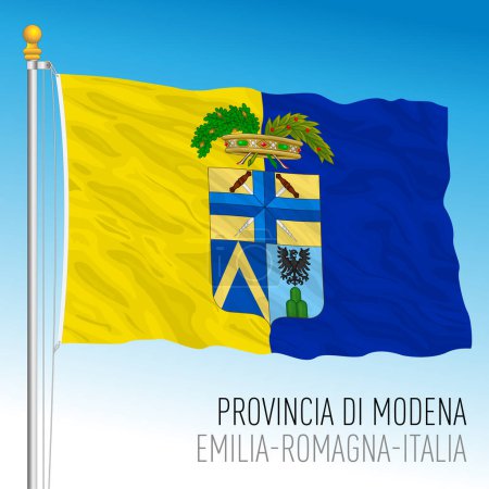 Téléchargez les illustrations : Province de Modène, drapeau officiel avec armoiries, Émilie-Romagne, Italie, illustration vectorielle - en licence libre de droit