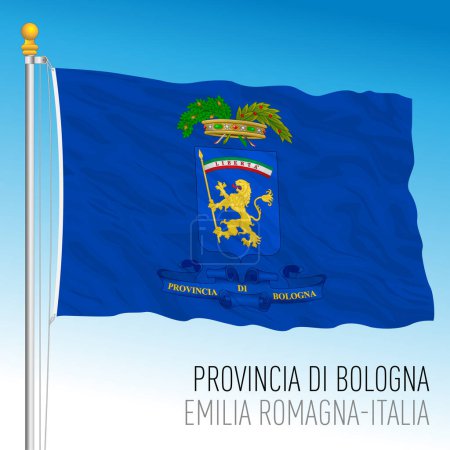 Téléchargez les illustrations : Bologne, Italie, drapeau de la province territoire, Emilie Romagne région, Italie, illustration vectorielle - en licence libre de droit