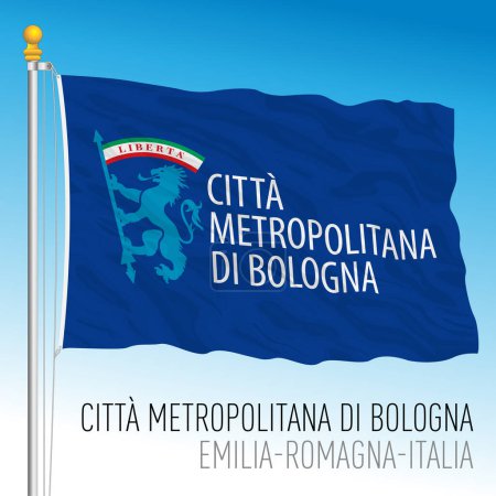 Téléchargez les illustrations : Bologne, Italie, drapeau de la ville métropolitaine, région Emilie-Romagne, Italie, illustration vectorielle - en licence libre de droit