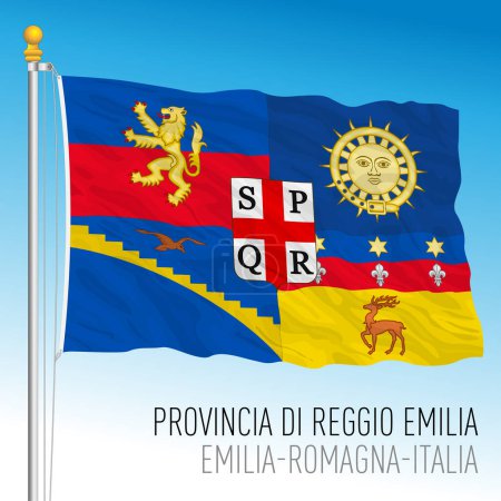 Téléchargez les illustrations : Reggio Emilia, drapeau de la Province, Emilia Romagna, Italie, illustration vectorielle - en licence libre de droit