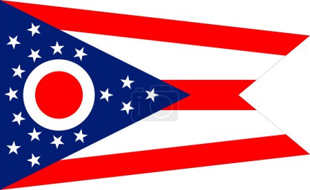 Téléchargez les illustrations : Ohio State flag, États-Unis d'Amérique, illustration vectorielle - en licence libre de droit
