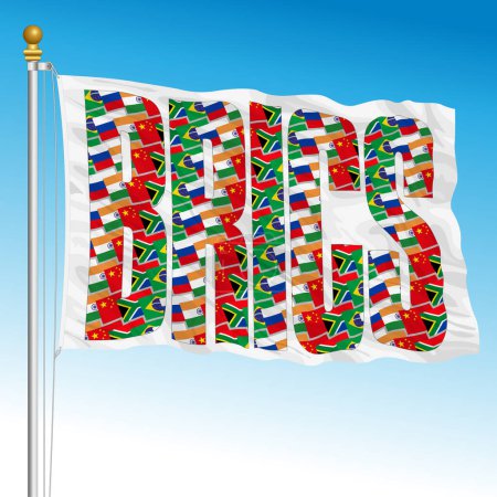 Illustration for BRICS name organisation fantasy flag, graphic elaboration, vector illustration - Royalty Free Image