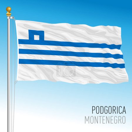 Illustration for Podgorica city pennant flag, Montenegro, European country, vector illustration - Royalty Free Image