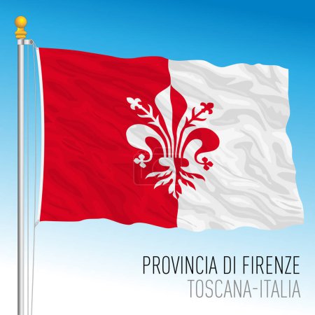 Téléchargez les illustrations : Drapeau de la Province de Florence agitant, Toscane, Italie, illustration vectorielle - en licence libre de droit