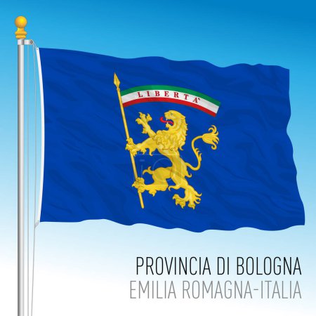 Téléchargez les illustrations : Province of Bologna Drapeau agitant, Emilia Romagna, Italie, illustration vectorielle - en licence libre de droit