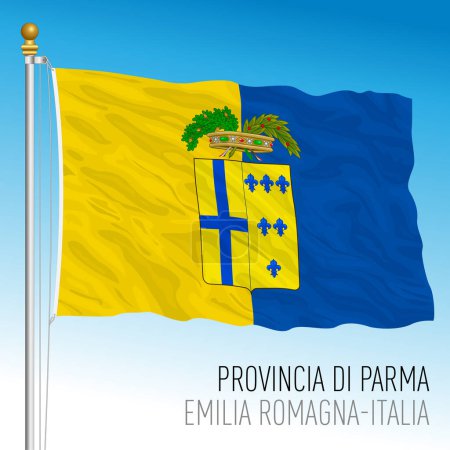 Téléchargez les illustrations : Province of Parma Drapeau agitant, Emilia Romagna, Italie, illustration vectorielle - en licence libre de droit