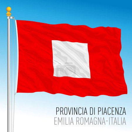 Téléchargez les illustrations : Province of Piacenza, agitant le drapeau, Emilia Romagna, Italie, illustration vectorielle - en licence libre de droit