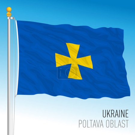 Ilustración de Ucrania, Óblast de Poltava ondeando bandera, Europa, vector de ilustración - Imagen libre de derechos