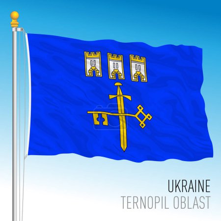 Ilustración de Ucrania, Óblast de Ternopil ondeando bandera, Europa, vector de ilustración - Imagen libre de derechos