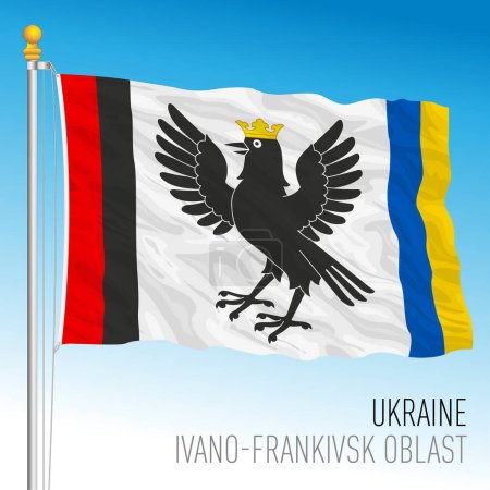 Illustration for Ukraine, Ivano-Frankivsk Oblast waving flag, europe, vector illustration - Royalty Free Image
