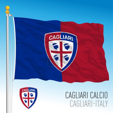 Ilustración de Cagliari, Italia, año 2023, ondeando bandera og el equipo de fútbol Cagliari Calcio, Italia, vector de ilustración - Imagen libre de derechos