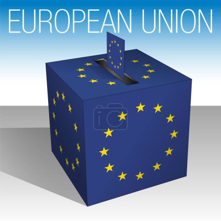 Ilustración de Unión Europea, símbolo de urna con bandera europea, ilustración vectorial - Imagen libre de derechos