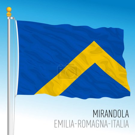 Téléchargez les illustrations : Mirandola ville, drapeau officiel, province de Modène, Italie, illustration vectorielle - en licence libre de droit