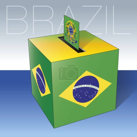 Ilustración de Brasil, país sudamericano, urnas con banderas y símbolos, día de las elecciones, ilustración vectorial - Imagen libre de derechos