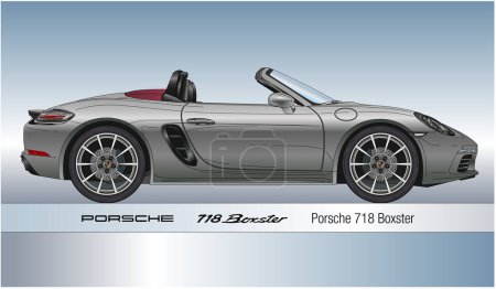 Illustration for Germany, year 1996, Porsche 718 Boxster car silhouette, coloured vector illustration - Royalty Free Image