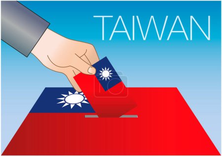 Illustration for Taiwan, asiatic country, ballot box, flag and symbols, vector illustration - Royalty Free Image