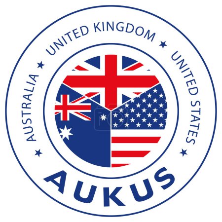 Téléchargez les illustrations : Logo de l'alliance Aukus, partenariat trilatéral de sécurité pour la région indo-pacifique, illustration vectorielle - en licence libre de droit