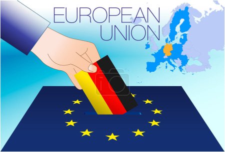 Illustration for European Union, voting box, European parliament elections, Germany flag and map, vector illustration - Royalty Free Image