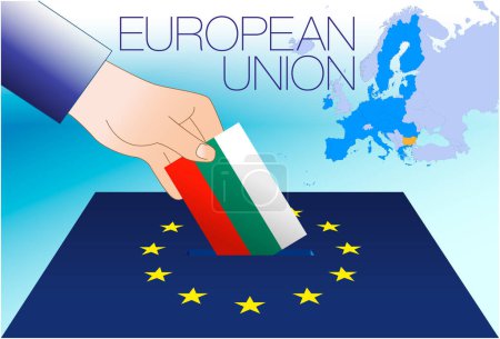 Illustration for European Union, voting box, European parliament elections, Bulgaria flag and map, vector illustration - Royalty Free Image