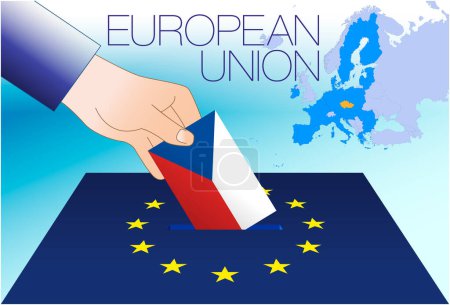 Illustration for European Union, voting box, European parliament elections,  Czech Republic flag and map, vector illustration - Royalty Free Image