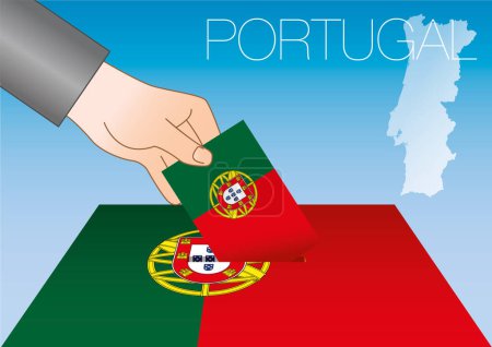 Illustration for Portugal, ballot box with national flag and map, vector illustration - Royalty Free Image