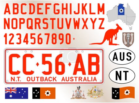 Northern Territory car license plate pattern, letters, numbers and symbols, vector illustration, Australia