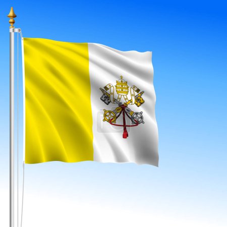 Vatican City, Holy See official national waving flag, Rome, Italy, vector illustration