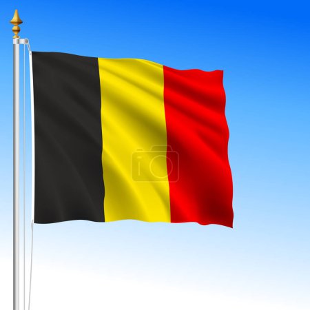 Reino de Bélgica bandera ondeante oficial, Unión Europea, ilustración vectorial