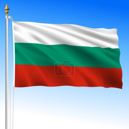 Illustration for Bulgaria official national waving flag, European Union, vector illustration - Royalty Free Image